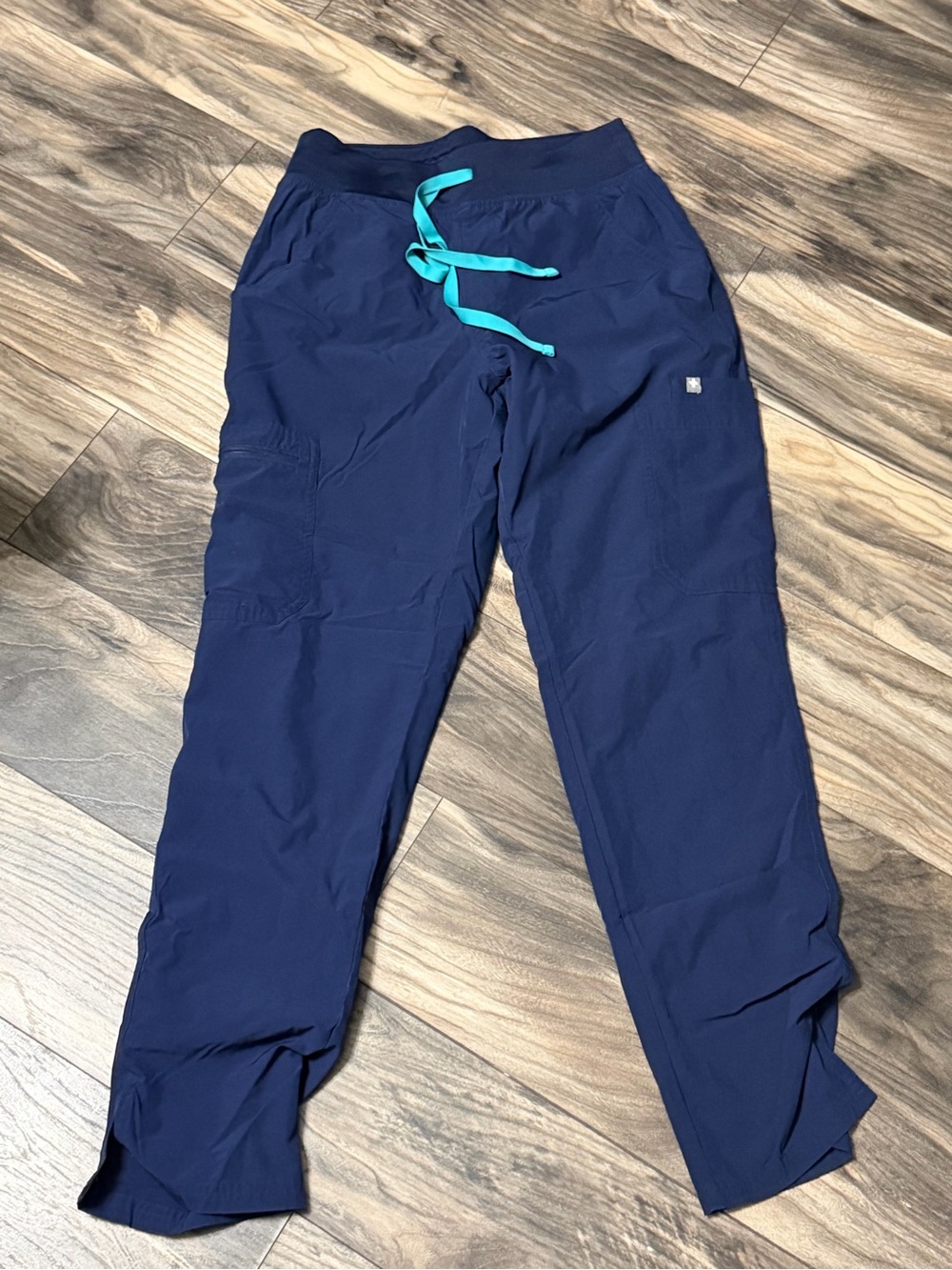 Women's figs scrub pants with Aqua Drawstring